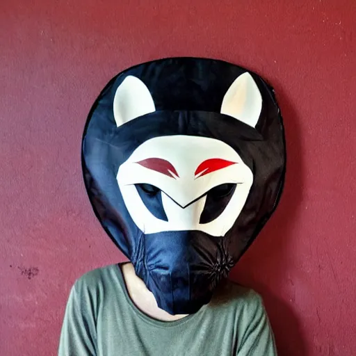 Prompt: ninja wearing asian fox mask, Vintage Disney