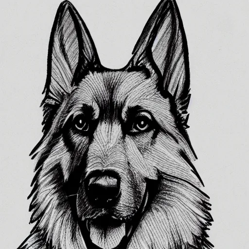 Image similar to German Shepherd, line sketch