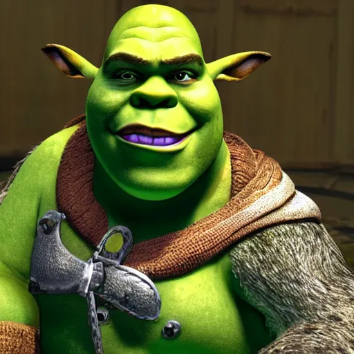 Image similar to Shrek as a FFX JRPG villain octane render 4D Ray Tracing lighting award winning photography