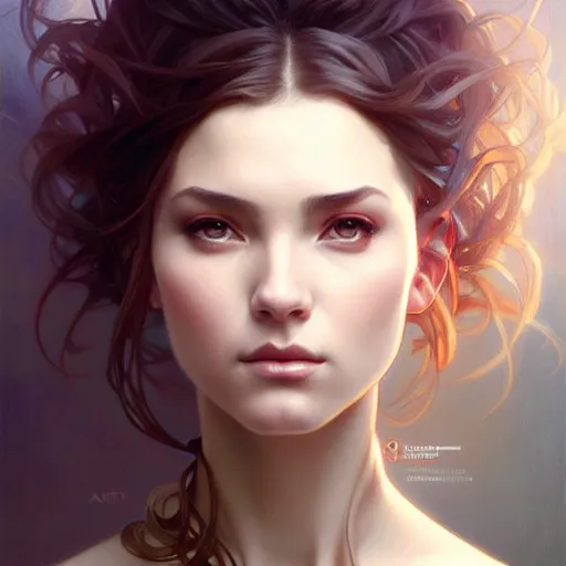 Image similar to portrait painting art by artgerm and greg rutkowski and charlie bowater and magali villeneuve and alphonse mucha