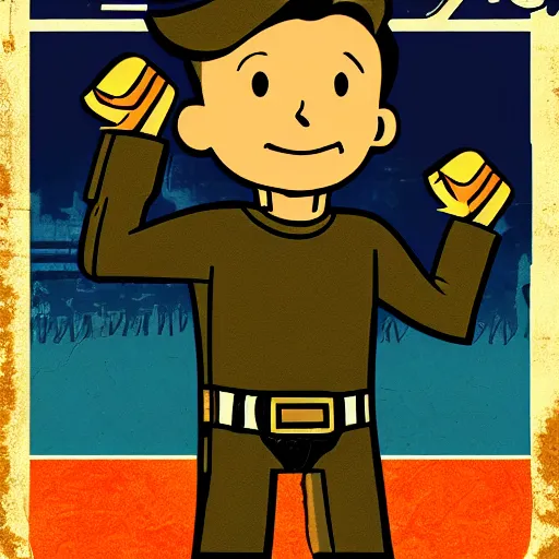 Image similar to fallout 4 vault boy poster