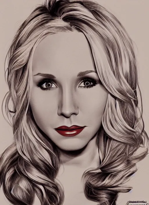 Image similar to pin - up of kristen bell, intricate, elegant, highly detailed, photorealistic, trending on artstation, digital art