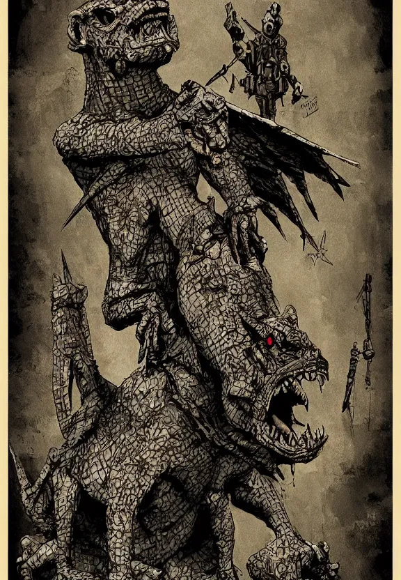 Prompt: [Brutalist gargoyle adorned with checkered flag. Propaganda poster!, intricate, elegant, highly detailed, digital painting, artstation, concept art, matte, sharp focus, illustration, art by Enki Bilal]