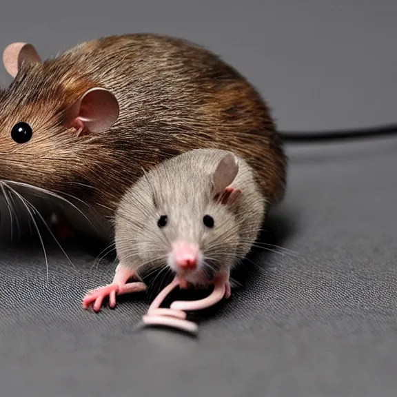 Prompt: photo of a gaming mouse made from rat parts, freaky, disgusting