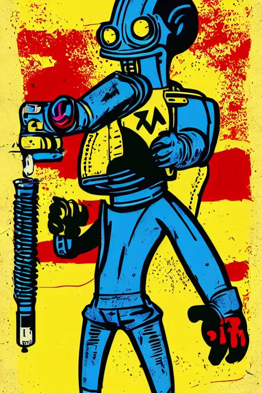 Image similar to fallout 7 6 retro futurist illustration art by butcher billy, sticker, colorful, illustration, highly detailed, simple, smooth and clean vector curves, no jagged lines, vector art, smooth andy warhol style