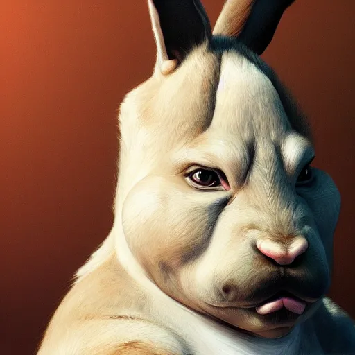 Prompt: portrait of the real life Big Chungus, highly detailed, digital painting, trending on artstation, concept art, smooth, sharp focus, by caravaggio