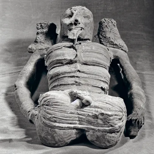 Image similar to an ancient mummy of a shaman in a fetal position