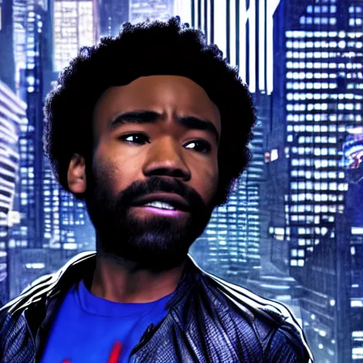 Image similar to Donald Glover as Miles Morales, still from Spider-Man No Way Home, detailed, 4k