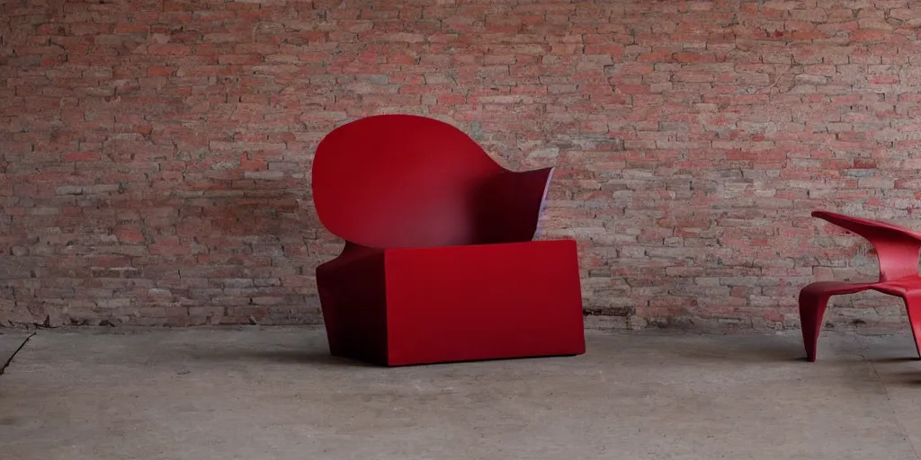 Prompt: Massive chair made out of red brick
