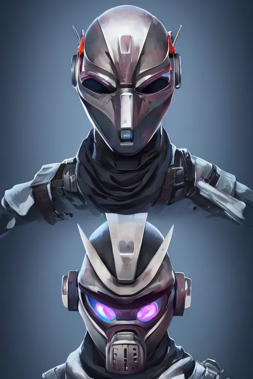 Image similar to epic mask helmet robot ninja portrait stylized as fornite style game design fanart by concept artist gervasio canda, behance hd by jesper ejsing, by rhads, makoto shinkai and lois van baarle, ilya kuvshinov, rossdraws global illumination radiating a glowing aura global illumination ray tracing hdr render in unreal engine 5