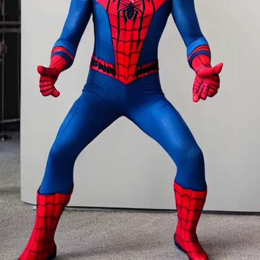 Prompt: spiderman wearing captain america suit, photo