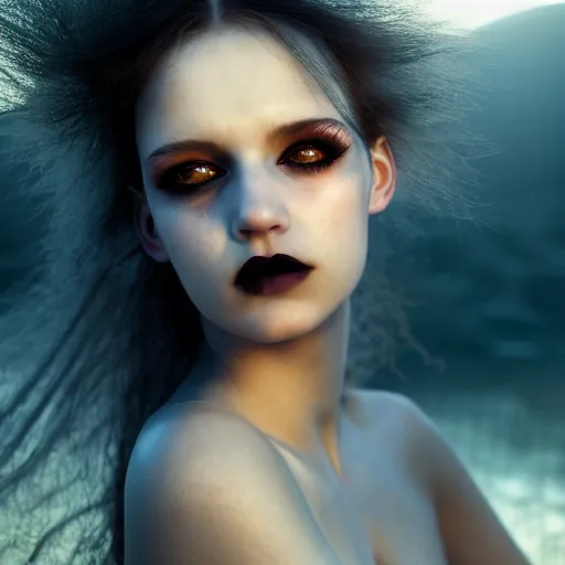Prompt: photographic portrait of a stunningly beautiful heartbroken gothic female in soft dreamy light at sunset, god rays, contemporary fashion shoot, by edward robert hughes, annie leibovitz and steve mccurry, david lazar, jimmy nelsson, breathtaking, 8 k resolution, extremely detailed, beautiful, establishing shot, artistic, hyperrealistic, beautiful face, octane render