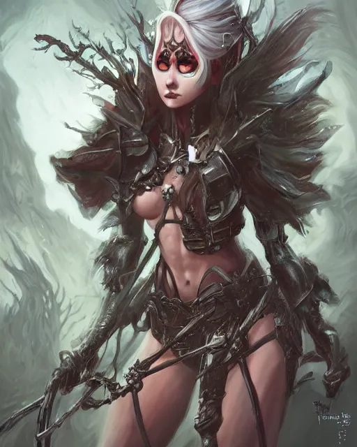 Image similar to death is swallowed up in victory, very detailed and beautiful womans face, screaming with fear, artwork by artgerm, centered shot, wide angle, full body, elfpunk, landscape art by tyler edlin