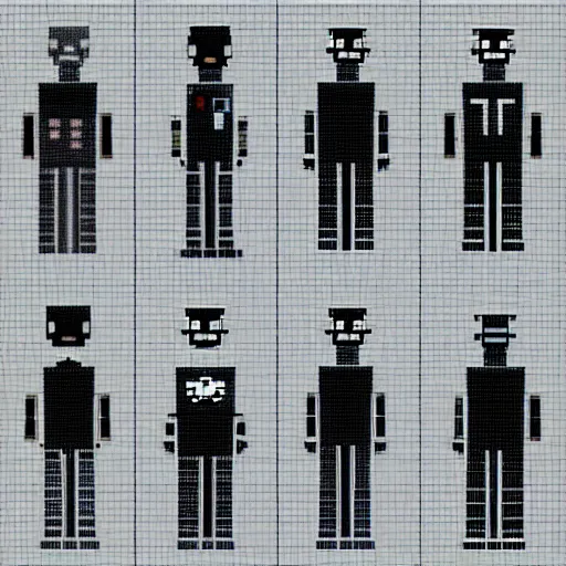 Image similar to boy robot character pixel art animation sheet