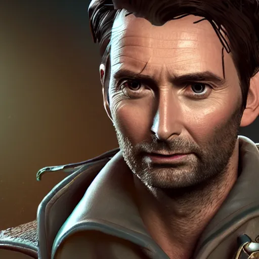 Prompt: david Tennant in the Sea of thieves, 85mm photography, ultra detailed, sharp focus, art by artgerm, 8k, game screenshot, hyperrealistic