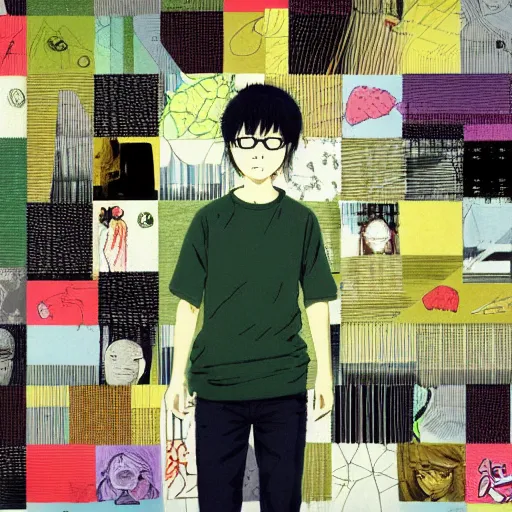 Image similar to a colorful portait of a boy from inio asano, detailed