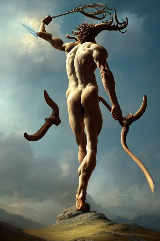 Prompt: “men of nature” Greek mythology centaur, half human half horse, Sagittarius, 4k detailed hyperrealistic digital photo by Justin Gerard, Beeple, Gustave Dore, Artstation, CGsociety