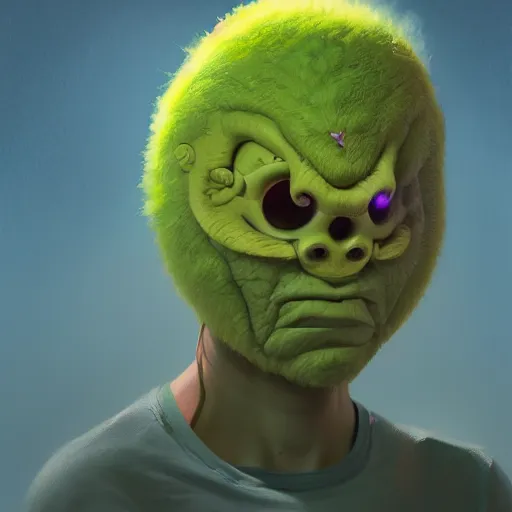 Image similar to highly detailed vfx portrait of a character of a tennis ball monster stephen bliss, chalk, unrealengine, greg rutkowski, loish, rhads, beeple, chalk, makoto shinkai and lois van baarle, ilya kuvshinov, rossdraws, tom bagshaw, basil gogos