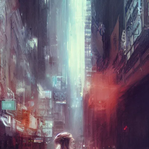 Image similar to ann hathaway, hyperrealistic portrait, bladerunner street, art of elysium by jeremy mann and alphonse mucha, fantasy art, photo realistic, dynamic lighting, artstation, poster, volumetric lighting, very detailed face, 4 k, award winning, cinematic lighting