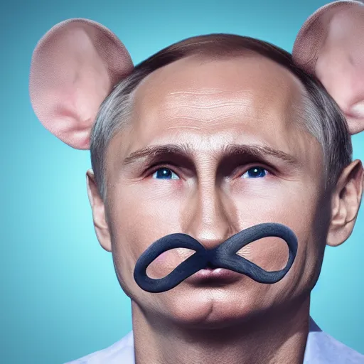 Image similar to rat with Putin's face, Putin's face with mouse nose and mouse mustache, 4k photo,