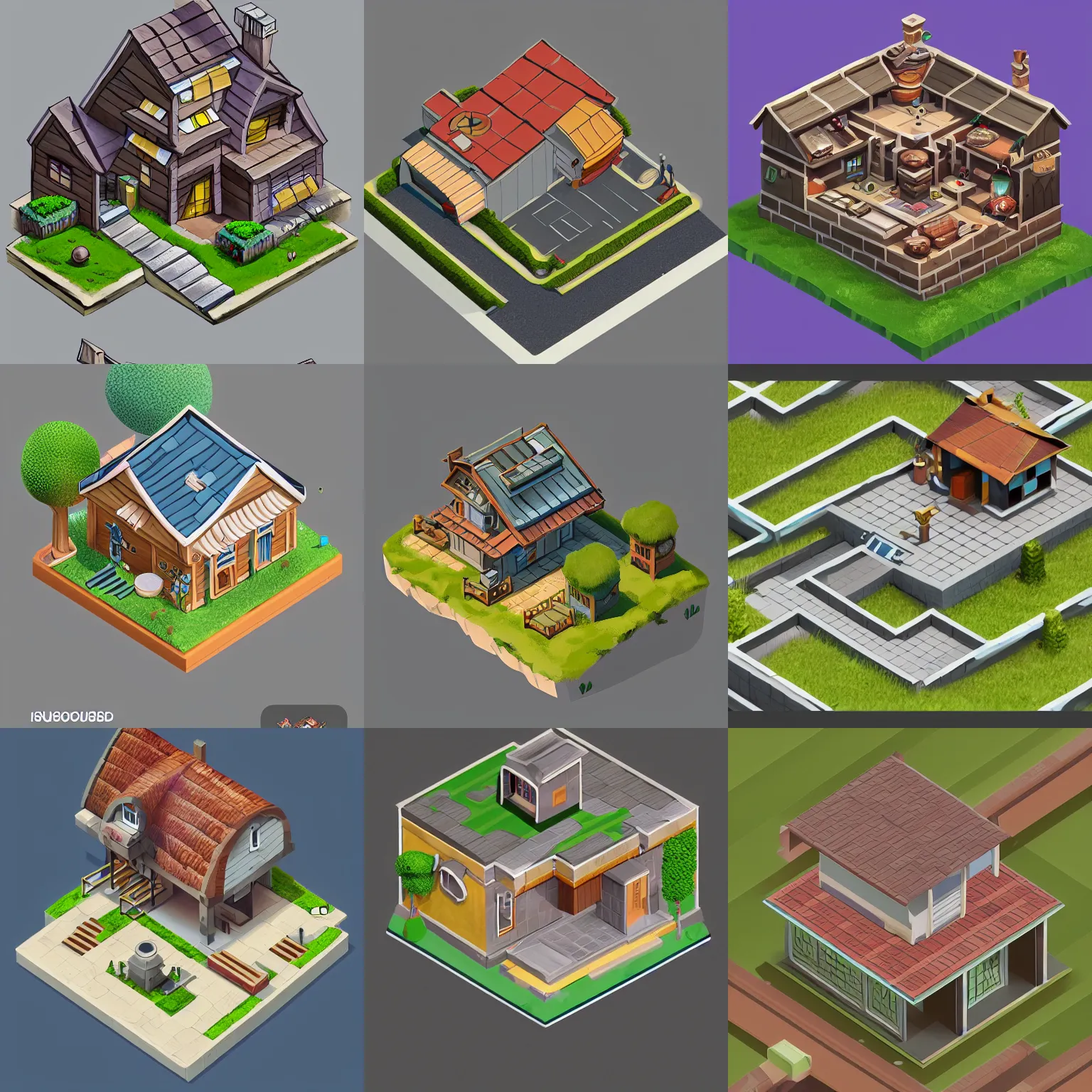 Prompt: isometric house with flat roof, concept art, by senior environment artist, featured on polycount, romanesque, 2d game art, isometric, artstation