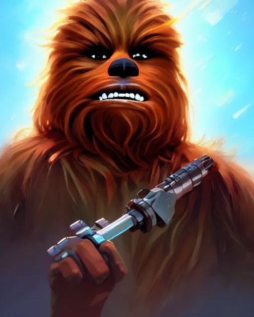 Image similar to chewbacca, portrait shinkai makoto studio ghibli studio key hideaki anno sakimichan stanley artgerm lau rossdraws james jean marc simonetti elegant highly detailed digital painting artstation pixiv