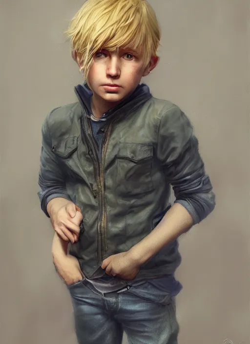 Image similar to ( ( ( ( ( hyperrealist cg of blonde boy thief ) ) ) ) ) by daniel f. gerhartz and matt stewart, fantasy, photorealistic, octane render, unreal engine, dynamic lighting, perfect factions, very detailed faces, trending on artstation, poster, volumetric lighting, 4 k, award winning