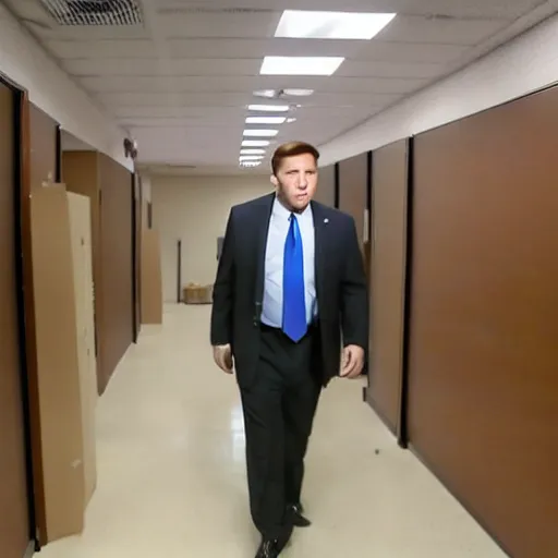 Prompt: Ron Desantis lost in the backrooms, alone!!!!!, photo, security camera footage, liminal, dismal, dim lighting!!!, desaturated!!!