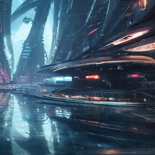 Prompt: an aquatic city with new energy system, scifi art by Jan Urschel and Greg Rutkowski, 4k