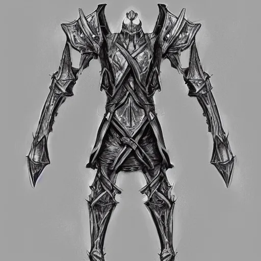 Image similar to ragged bone breast plate. armor made for ribcage and rib bones, knotted together. fantasy ribcage armor chest plate. digital charcoal sketch. prop design multiple angles. # digitalsketch # monochrome # sketch # ink # characterdesign # dndcharacter # charactersketch # characterconcept # conceptart