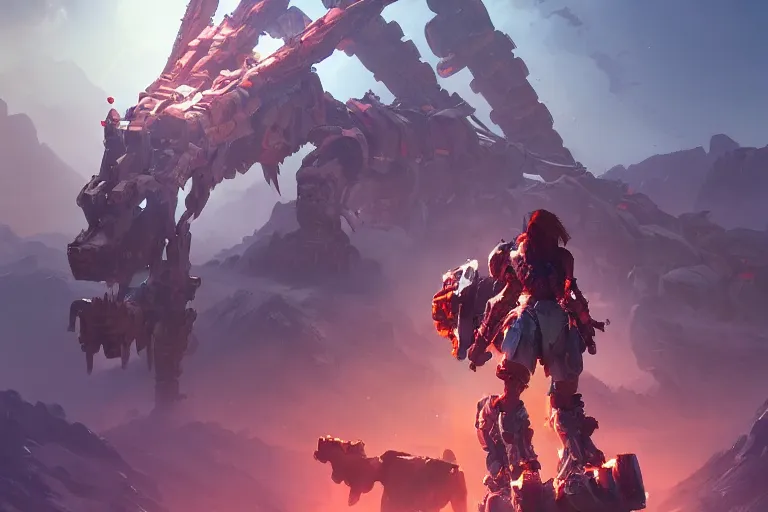 Image similar to tremortusk machine mecha animal beast robot of horizon forbidden west horizon zero dawn bioluminiscence, behance hd by jesper ejsing, by rhads, makoto shinkai and lois van baarle, ilya kuvshinov, rossdraws global illumination