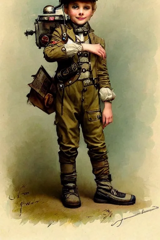 Image similar to ( ( ( ( ( 2 0 5 0 s retro future 1 0 year boy old adventurer super scientest in khaki jungle steampunk costume full portrait. muted colors. ) ) ) ) ) by jean - baptiste monge!!!!!!!!!!!!!!!!!!!!!!!!!!!!!!