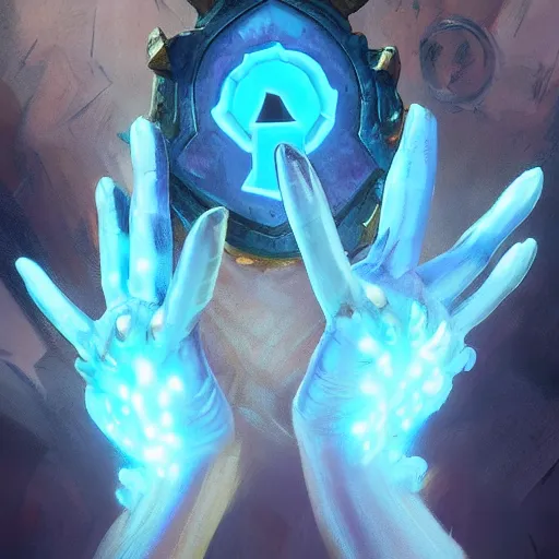 Image similar to glowing hands with fingers floating, stop sign hands, fingers, fingers, fingers, fingers, fingers, hands, hands, hands, hands, glowing fingers, blue theme, bright art masterpiece artstation. 8 k, sharp high quality artwork in style of jose daniel cabrera pena and greg rutkowski, concept art by tooth wu, blizzard warcraft artwork, hearthstone card game artwork, human anatomy