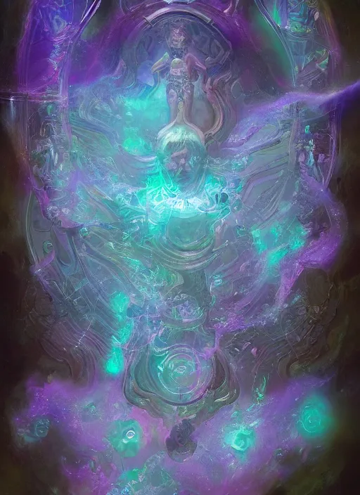 Prompt: inner schema of soul is an occult graph made of iridescent bubbles, trending on ArtStationHQ, hyperdetailed DnD painting by Dariusz Zawadski and Greg Rutkowski and James Gurney