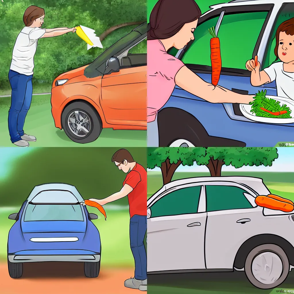 Prompt: wikihow feeding a car carrots