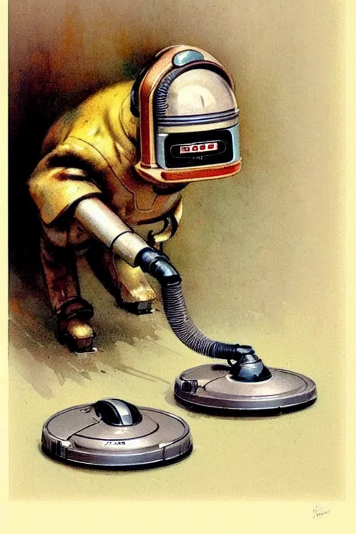 Image similar to (((((1950s retro robot dog vacuum cleaner. muted colors.))))) by Jean-Baptiste Monge !!!!!!!!!!!!!!!!!!!!!!!!!!!