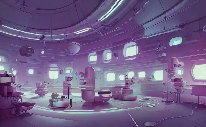 Image similar to Interior shot of a futuristic laboratory by Petros Afshar and Beeple, James Gilleard, Mark Ryden, Wolfgang Lettl highly detailed