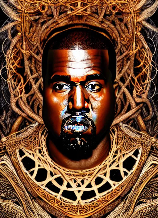 Prompt: : Kanyewest , fantasy magic,  , intricate, sharp focus, illustration, highly detailed, digital painting, concept art, jahbu art and Paul lewin , masterpiece