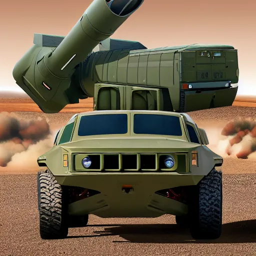 Prompt: high quality picture of HIMARS with rockets, Cars Pixar movie style, detailed, green