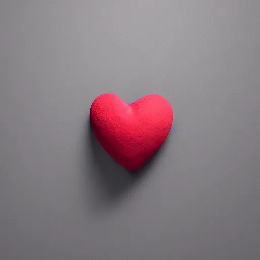 Image similar to 3d render of a red clay heart shape in the middle of a gray sheet of paper, range of pastel colors on the left side