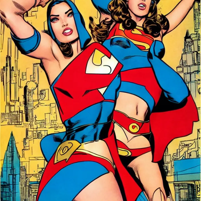 Image similar to megan fox as super girl by jack kirby