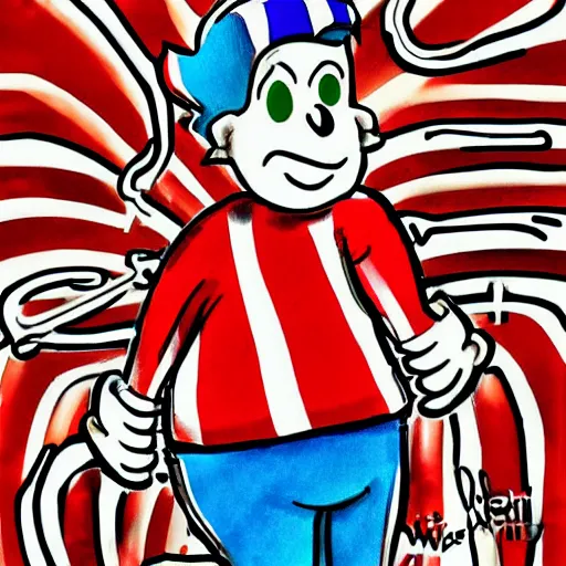 Prompt: wheres waldo art by walter wick