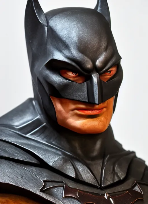 Image similar to high intricate bust of an batman carved from wood in baroque style, studio light, maria panfilova, andrea savchenko, mike kime, ludovic plouffe, qi sheng luo, oliver cook, trending on artstation