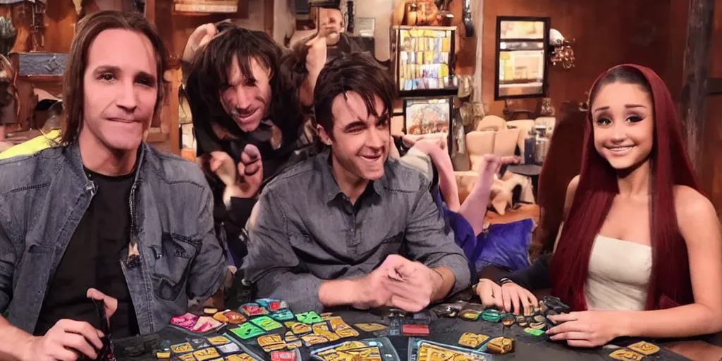 Prompt: Ariana Grande plays dungeon and dragons with Matt Mercer and Critical Role