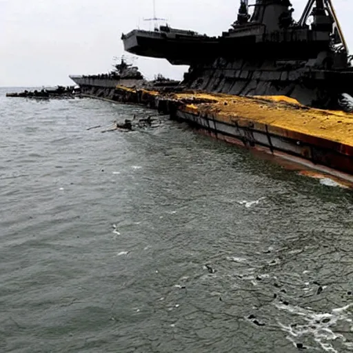 Image similar to the sunken remains of the battleship yamato.