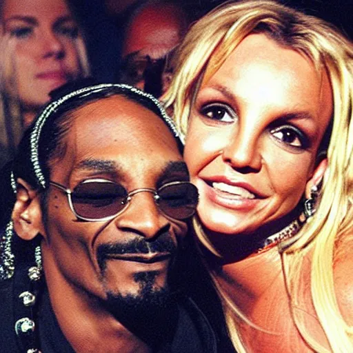 Image similar to “ britney spears and snoop dogg kissing ”