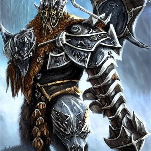 Image similar to fantasy concept art warcraft tauren death knight black armored axe