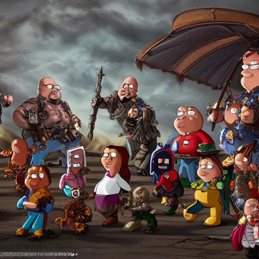 Image similar to family guy characters, warhammer games workshop, art digital art, 3 d high definition, trending on artstation, trending on deviantart photorealistic, high resolution, 8 k, octane, hyper detailed, insane details, intricate, elite, ornate, elegant trend, unreal engine