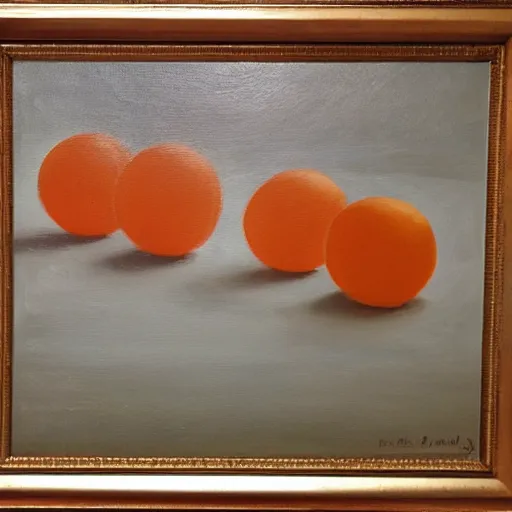 Prompt: Due gatti giocano a ping-pong su sfondo arancione, oil painting