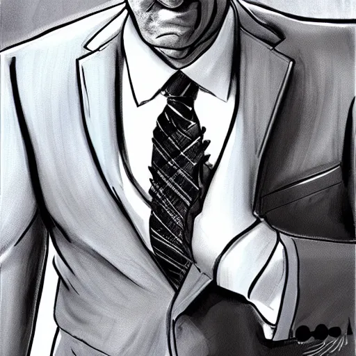 Image similar to Saul Goodman fixing his tie , accurate anatomy, accurate hands, highly detailed, digital art,